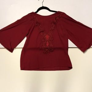 red Buttons shirt with embroidery